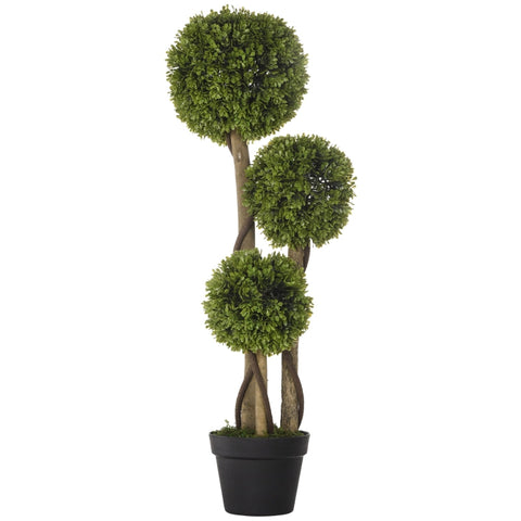 Rootz Artificial Boxwood Plant - Faux Shrub - Fake Topiary - Realistic Appearance - Zero Maintenance - Durable Plastic - 90cm Total Height - Ø18cm, Ø23cm, Ø27cm Bush Size - Ø17 x 13.5H cm Pot