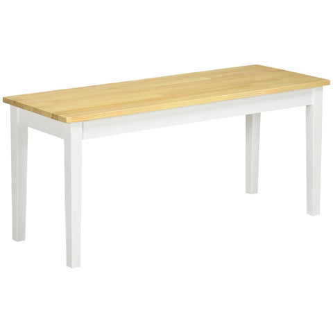 Rootz Wooden 2-Seater Bench - Solid Wood - Lacquered Bench - Natural + White - Sturdy Pine Wood - Minimalist Design - Easy to Care For - 36D x 102W x 45H cm
