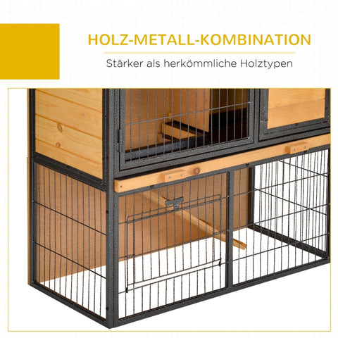Rootz Small Animal Stable Hutch - Rabbit Cage - Guinea Pig Enclosure - Weatherproof - Non-Slip Ramp - Lockable Doors - 89.5cm x 45cm x 81cm