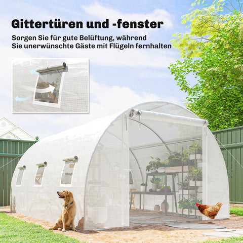 Rootz Foil Greenhouse - Plastic Cover - Tunnel Greenhouse - Garden Plant Shelter - UV Protection - 396x300x200 cm - Mesh Door - Spacious & Stable