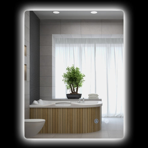 Rootz LED Bathroom Vanity Mirror - Wall Mounted Makeup Mirror - Illuminated Mirror - Anti-Fog - Touch Switch - 70cm x 50cm x 3cm