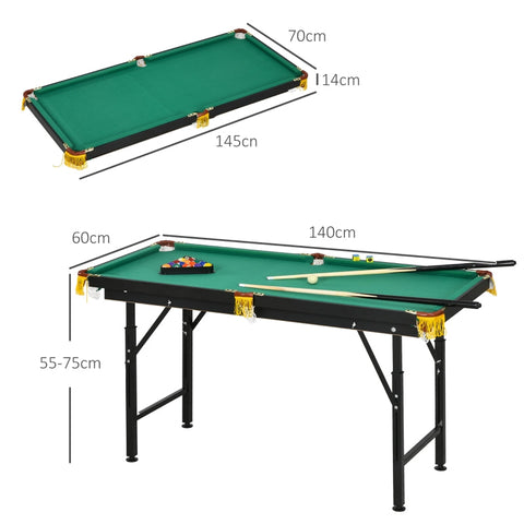 Rootz Opvouwbare Pooltafel - Biljarttafel - Snookertafel - Verstelbare Hoogte - Complete Set - Ruimtebesparende Opslag - 140cm x 60cm x 55-75cm - MDF &amp; Staal