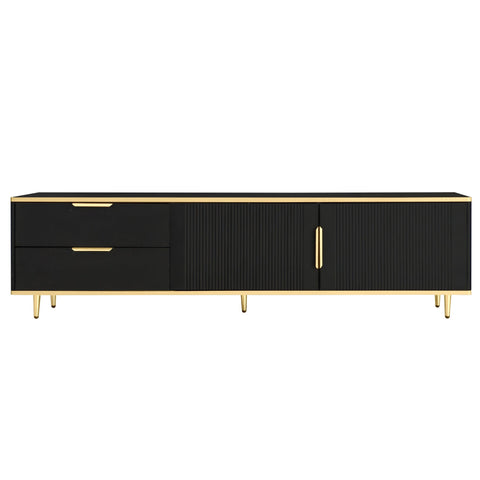 Rootz Elegant TV Cabinet - Black Media Console - Modern TV Stand - Ample Storage - 175L x 40W x 45H cm