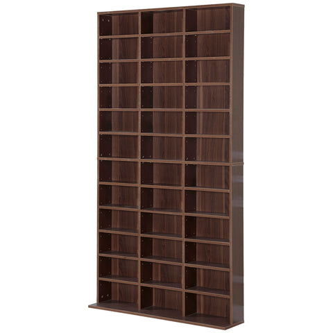 Rootz CD/DVD Shelf Storage Cabinet - Media Organizer - Adjustable Compartments - Holds 1116 CDs - 102 x 24 x 195 cm - Brown MDF Material