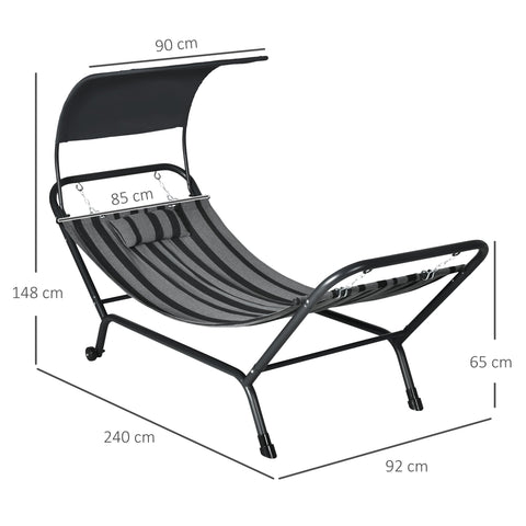 Rootz Sunbathing Lounger - Hammock Bed - Outdoor Recliner - UV Protection, Easy Mobility - 240L x 92B x 148H cm