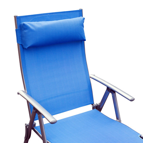 Rootz Sun Lounge - Lying Chair - Sunbed - Foldable Relaxation - Adjustable Backrest - Blue - 137L x 64B x 101H cm