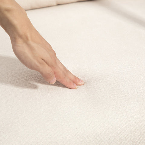 Rootz Rocking Chair with Stool - Softly Padded - Linen-Look - Ultimate Comfort - 65W x 96D x 94.5H cm - Cream White