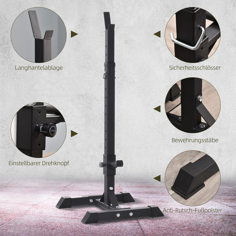 Rootz Dumbbell Stand Set - Barbell Shelf - Weight Rack - Resilient Steel - 52 x 48 x 160 cm - Adjustable Height & Rubber Foot Caps