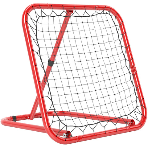 Rootz Football Rebounder Net - Foldable Rebound Wall - Adjustable Trainer - Boosts Ball Control - 78cm x 84cm x 65-78cm - Black-Red