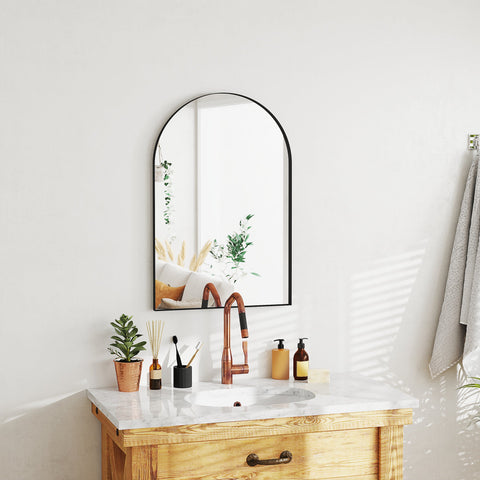 Rootz Curved Wall Mirror - Bathroom Glass - Bedroom Mirror - Rust & Water Resistant - 60cm x 3cm x 90cm