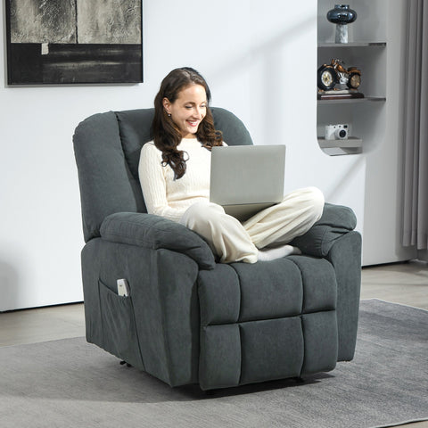 Rootz Electric Relax Chair - Massage Recliner - Upholstered Seat - Heat Function - USB Port - 135° Tilt - 88cm x 97cm x 101cm