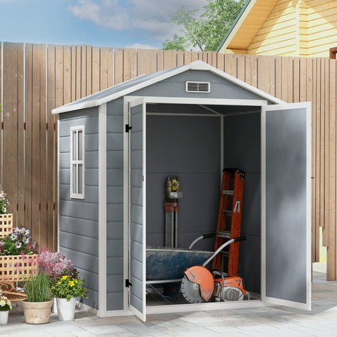 Rootz Metal Garden Shed - Tool Shed - Bicycle Shed - Lockable Double Door - Optimal Ventilation - 1.80 x 1.30 x 2.10m - Aluminum Frame - Gray