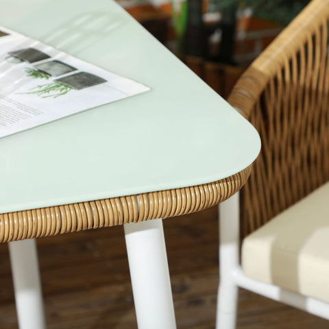 Rootz 5-Piece Garden Set - Outdoor Furniture - Patio Seating - Space-Saving Design - Durable & Weather-Resistant - Luxurious Comfort - Table: 140L x 80W x 74H cm, Chairs: 57W x 60D x 77H cm