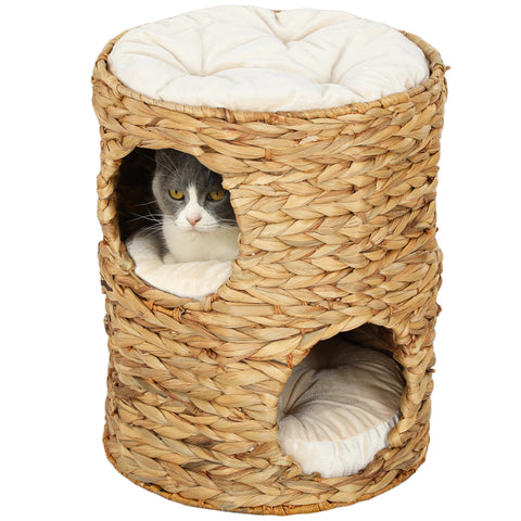 Rootz Scratching Barrel Cat Tower - Cat Condo - Cat Tree - Cozy Caves - 40cm x 50cm x 22cm - Ideal for Cats Up to 3.5kg