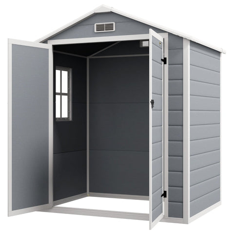 Rootz Metal Garden Shed - Tool Shed - Bicycle Shed - Lockable Double Door - Optimal Ventilation - 1.80 x 1.30 x 2.10m - Aluminum Frame - Gray