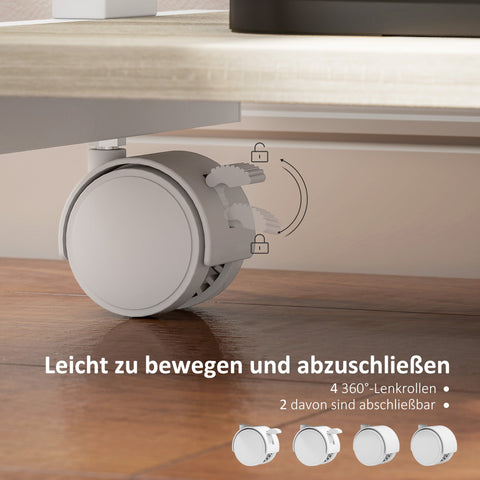 Rootz Roll Desk with Drawer and Shelves - Mobile Workstation - Compact Desk - Space-Saving Organization - 56cm x 51cm x 79cm