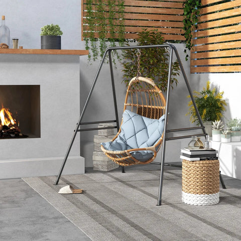 Rootz Hanging Chair Frame - Robust - Weatherproof - Indoor - Outdoor - Up To 150 Kg - Steel - Black - 178 X 143 X 180 Cm