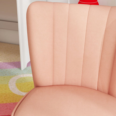 Rootz Kids Armchair - Pink Velvet - Wood Frame - Easy Clean - Portable - 44cm x 45cm x 56.5cm - Ideal for Ages 3-7 - Assembly Required