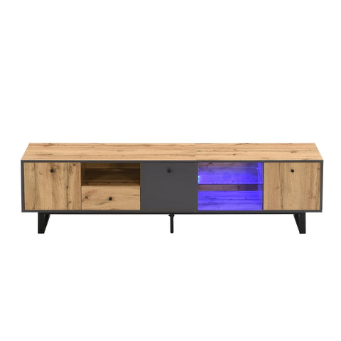 Rootz Elegant TV Cabinet - Media Unit - Entertainment Center - LED Lighting - 190L x 40W x 50H cm