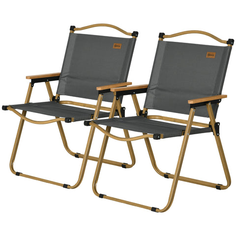 Rootz 2 Piece Set Camping Chairs - Foldable Beach Chairs - Steel Frame - Portable with Handle - 54x59x78cm, 130kg Load Capacity