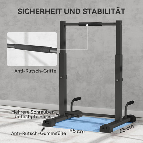 Rootz Dip Station - Push-Up Stand - Full Body Training - Adjustable Height - 65cm x 63cm x 93-117cm - 540kg Capacity