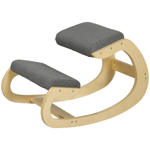 Rootz Ergonomic Rocking Knee Stool - Posture Chair - Kneeling Seat - Back Pain Relief - Birch Frame - 54.5W x 85D x 54H cm