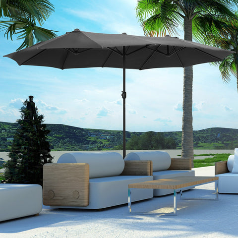 Rootz XXL Garden Parasol - Outdoor Screen - Sunshade Umbrella - Optimal Sun Protection - 4.6m x 2.7m x 2.4m - Steel Mast - High-Tight Polyester - Grey