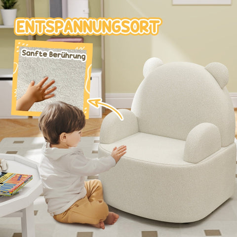 Rootz Children's Bear Armchair - Kids Chair - Toddler Seat - Soft Teddy Fleece - Cozy Comfort - 52cm x 48cm x 59cm