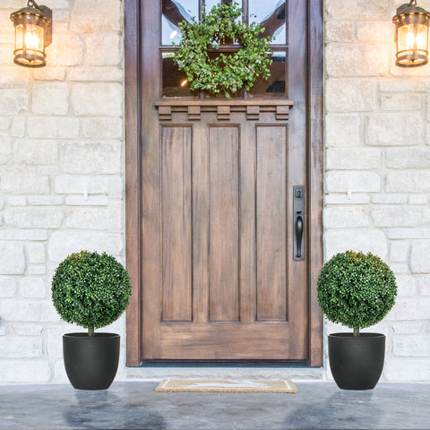 Rootz Set of 2 Artificial Boxwood - Realistic - Weatherproof - Easy Care - 40cm x 70cm