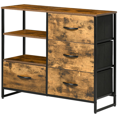 Rootz Storage Chest of Drawers - Industrial Style Dresser - Folding Drawers Sideboard - Space Saving - 84cm x 30cm x 71.5cm