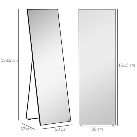 Rootz Large Standing Mirror - Wall Mirror - Full Length Mirror - Full-Size Reflection - Versatile Use - Durable Construction - 50W x 2D x 161.5H cm - Aluminum Alloy