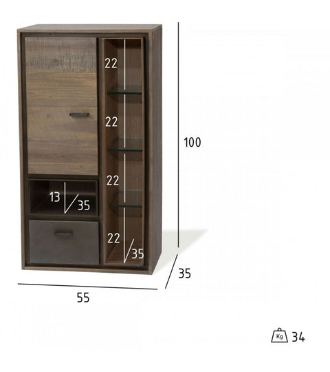 Rootz Wall Box - Storage Cabinet - Organizer Unit - Ample Capacity - Durable Design - Secure Locking - 55cm x 35cm x 100cm