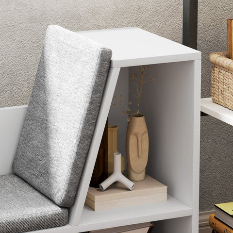 Rootz Bookcase - Bookshelf - Storage Unit - Organize Books - 105W x 30D x 63H cm - Six Compartments - Comfortable Seat Cushions