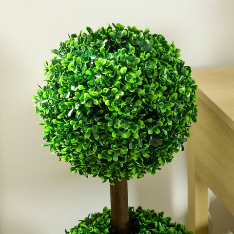 Rootz Artificial Boxwood Set - Fake Plants - Faux Shrubs - No Maintenance - 90cm Height - Ø20 cm & Ø25 cm Spherical Socket - Ø18 x 14 cm Pot