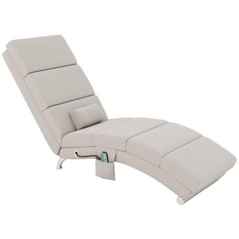 Rootz Relax Armchair Massage Chair - Heating Chaiselongue - Linen Look - Lumbar Support - 56cm x 168cm x 84cm Brown