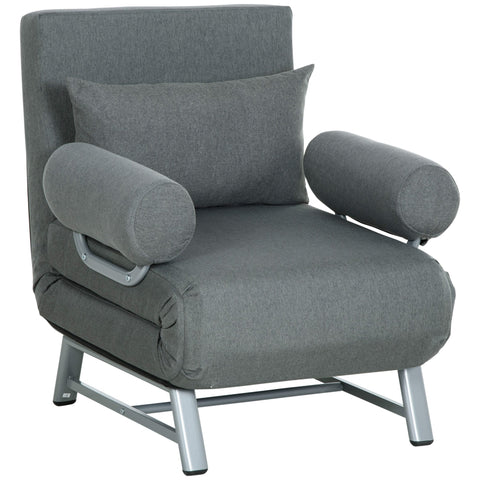 Rootz Armchair Sofa Bed - Lying Chair - Foldable Chair - Maximum Comfort - Grey - 73x60x81cm