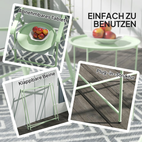 Rootz Round Garden Table - Terrace Table - Steel Exterior Table - Removable Tray - Foldable Design - Ø46 x 50cm