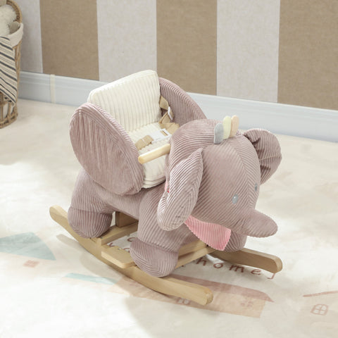Rootz Rocking Animal Elephant Swing - Interactive Sound Toy - Plush Rocker - Toddler Ride-On - Secure & Safe - 65 x 35 x 50 cm - Brown