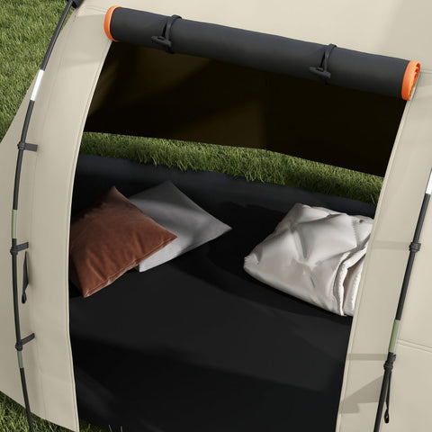 Rootz Camping Tent for 4-5 Persons - Family Tent - Outdoor Shelter - Blackout Windows - Waterproof - 460L x 230W x 180H cm - Khaki/Orange