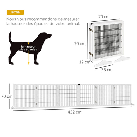 Rootz 6 Panel Dog Safety Gate - Self Standing Gate, Modular Barrier, Pine Wood - Maximum Security - 432L x 36W x 70H cm