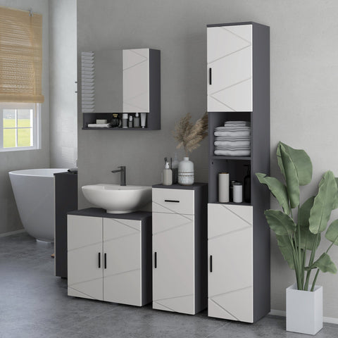 Rootz Bathroom Cabinet - Bathroom Cupboard - Storage Unit - Adjustable Shelves - 25kg Capacity - Grey - 30x30x82 cm