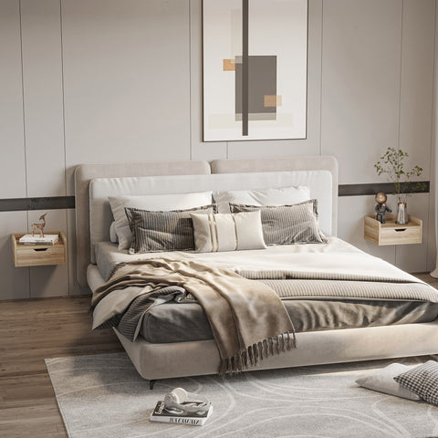 Rootz Set of 2 Wall Mounted Bedside Tables - Night Cabinets - Floating Bedside Units - Space-saving Design - 40W x 30D x 19.5H cm