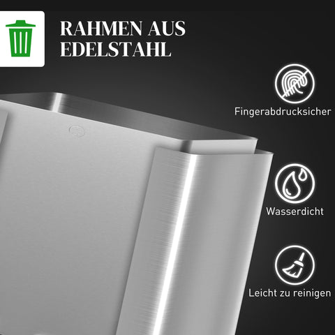 Rootz Garbage Can - Trash Bin - Waste Container - Fingerprint-proof Soft-Close - Silver - 61.9 x 36.6 x 43.2 cm