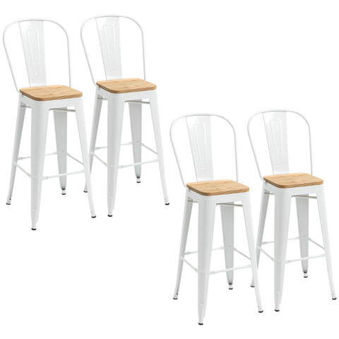 Rootz 4 Set Industrial Bar Stools - Kitchen Chairs - High Chair - Ergonomic Design - 44W x 48D x 117H cm