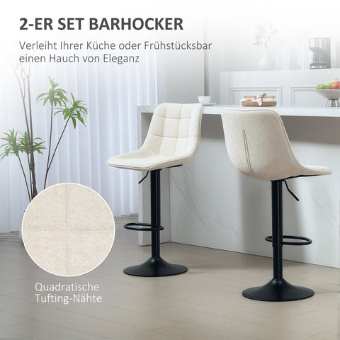 Rootz Modern 2 Set Rotating Bar Chairs - Adjustable Stools - Padded Bar Seats - Height Versatile 63-84cm - 47b x 53t x 96-117h cm
