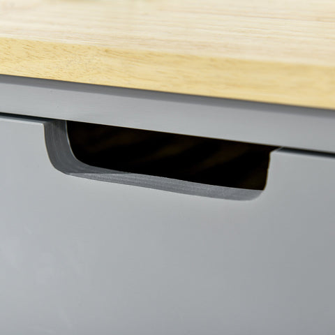 Rootz Kitchen Trolley - Serving Cart - Rolling Island - Extra Storage - 66.5cm x 40cm x 84.5cm - Rubberwood Worktop & Wheels