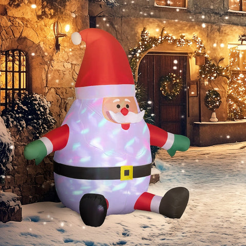 Rootz Inflatable Santa Claus Decoration - Christmas Decor - LED Rotating Light - Polyester - 184cm x 125cm x 183cm
