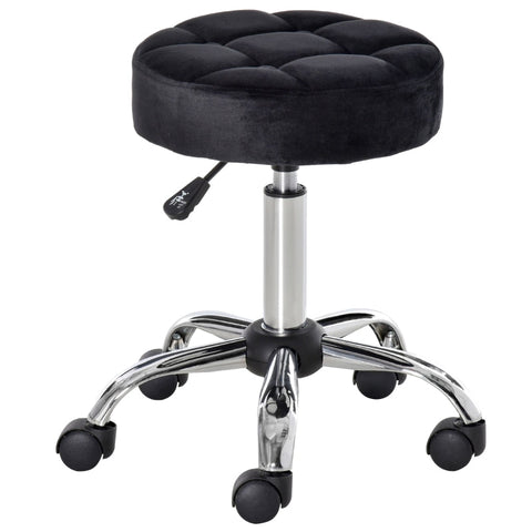 Rootz Salon Stool - Swivel Stool - Velvet Cover - 360 Degree Castors - Height Adjustable - 35cm x 49-61cm - Elegant Design
