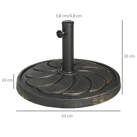 Rootz Umbrella Stand - Parasol Stand -  Parasol Holder - Weatherproof - Resin - Steel - Bronze - Ø53 X 33h Cm
