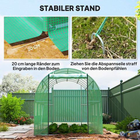 Rootz Poly Tunnel Greenhouse - Walk-in Tent - Plant Shelter - Extends Growing Season - 300cm x 200cm x 197cm
